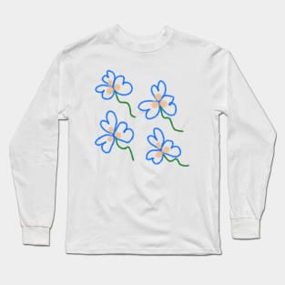 Blue red watercolor art Long Sleeve T-Shirt